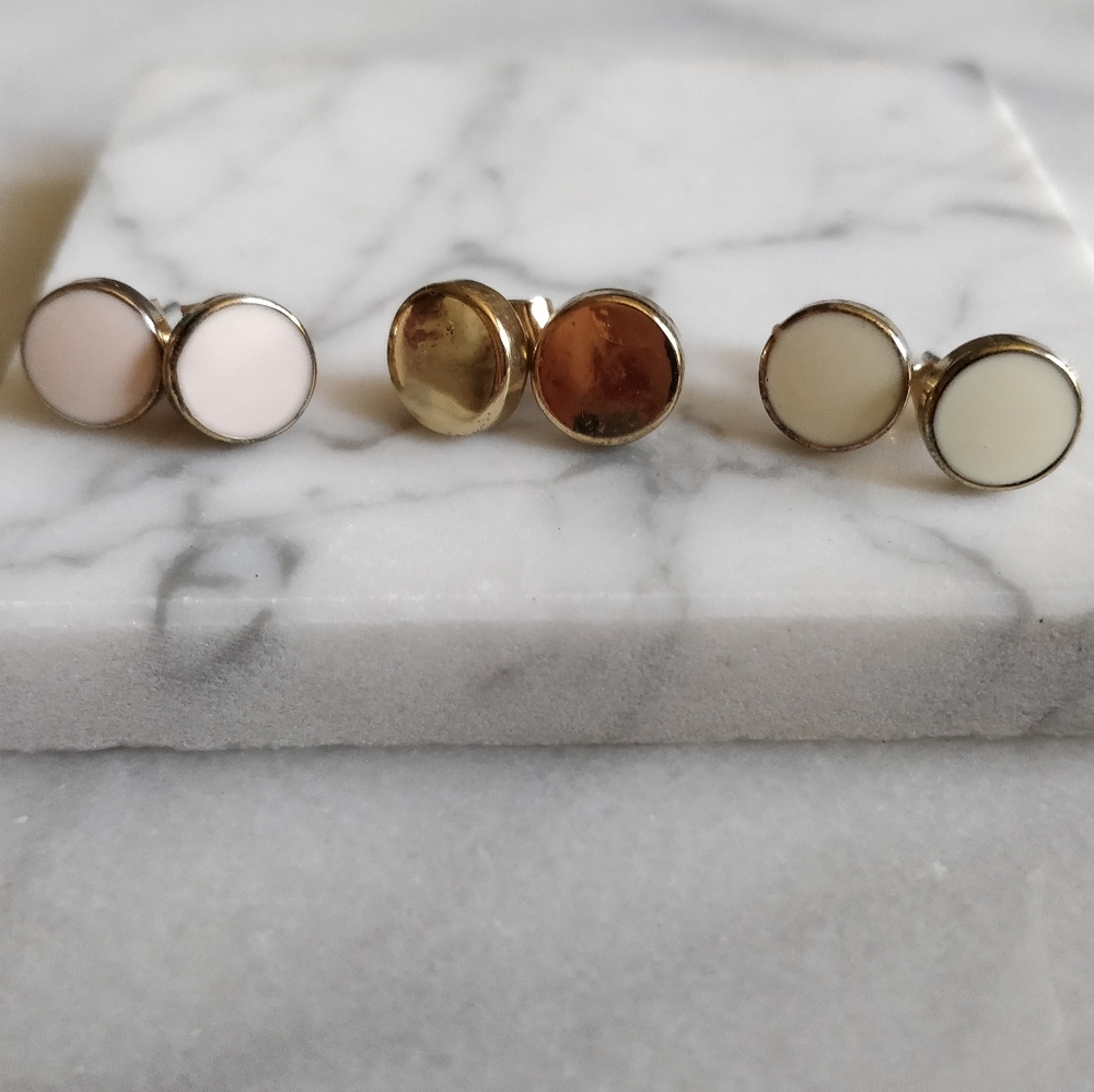 3 for $15 - 3 Set Post Earrings Pink Cream…